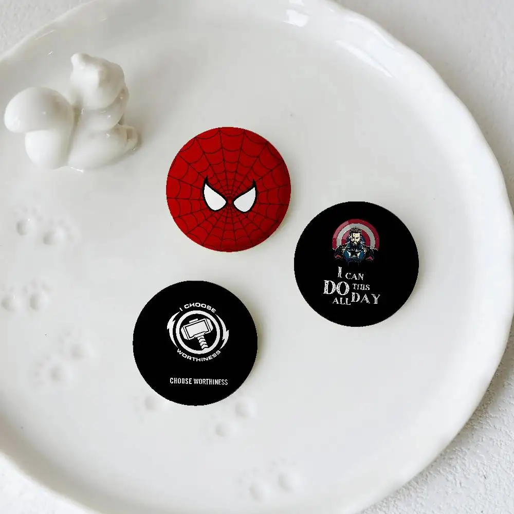 Cool I-Iron S-Spider Man C-Captain H-Hulk Badges Round Brooch Cute Cartoon Idol Cosplay Badges  Backpack Clothing Jewelry Pins view 4