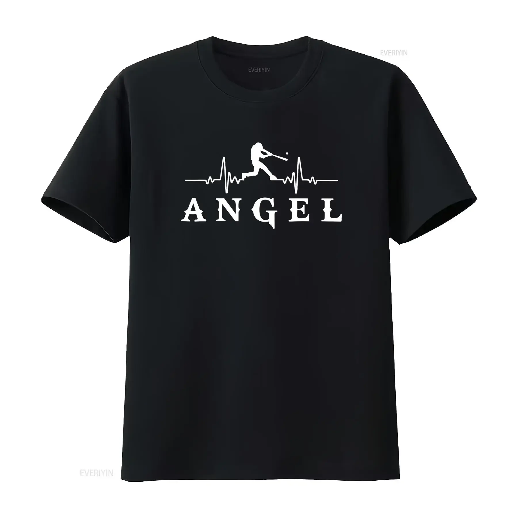 Streetwear Baseball Batter Heartbeat Angel Print Casual T Shirt vintage Washed Slightly Top For Everyday Wear Versatile