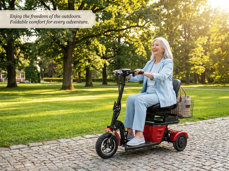 Faltbarer Elektrischer Dreirad-Reise-Scooter für Senioren 500W36V 3-Rad-Elektro-Scooter mit Korb Mini-Mobilitätsroller – Detail 3