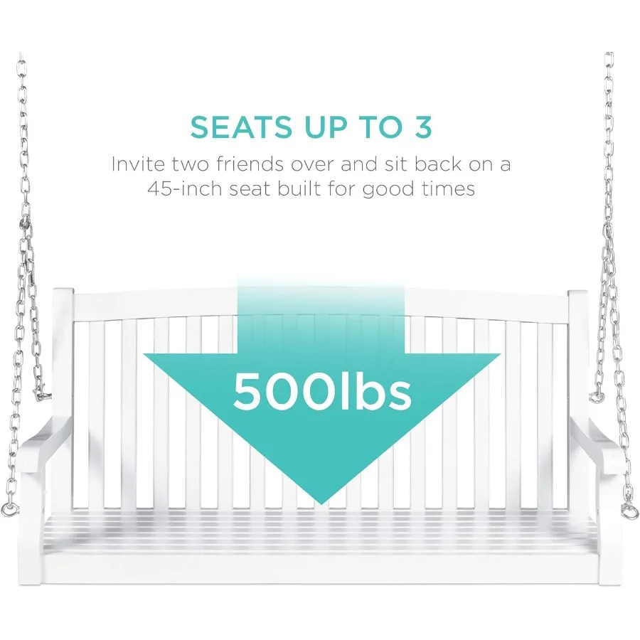 48in الخشب الشرفة سوينغ في الهواء الطلق فناء معلق مقعد كرسي الأثاث لسطح السفينة حديقة ساحة مع تصاعد سلاسل تصميم منحني الظهر