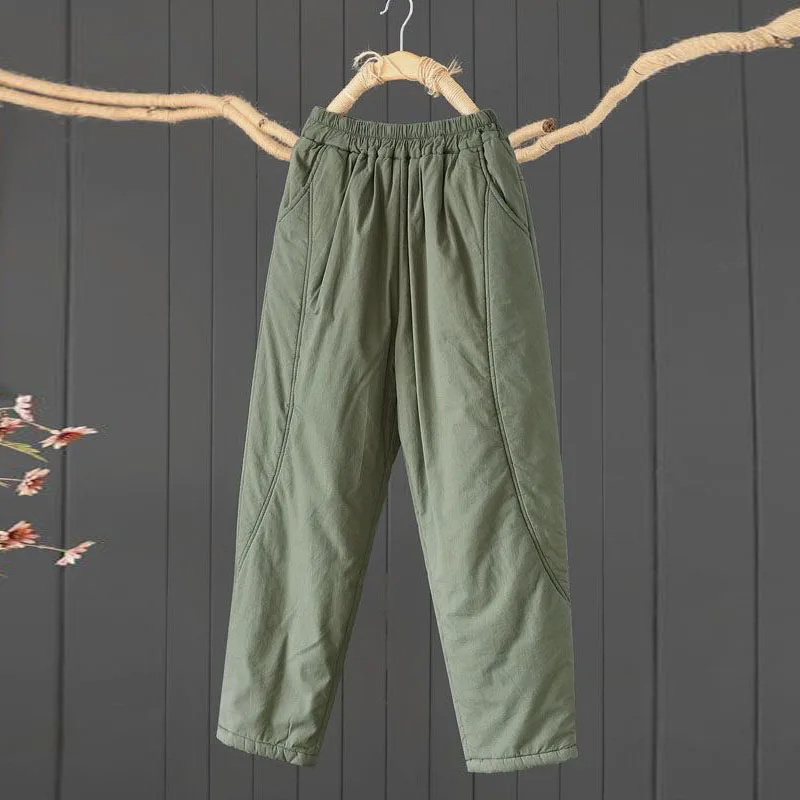 

Fashion Casual Loose Women Cotton Pants 2023 New Autumn Winter Warm Haren Pants Thicken Cotton Elastic Waist Felame Trousers