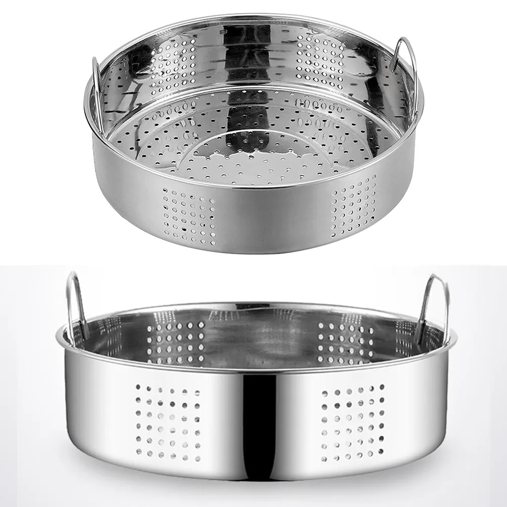 21Cm Food Grade Stainless Steel Steamer Grid Side Bottom Vent Holes Even Heat Distribution Steamer Basket for Buns Dumplings