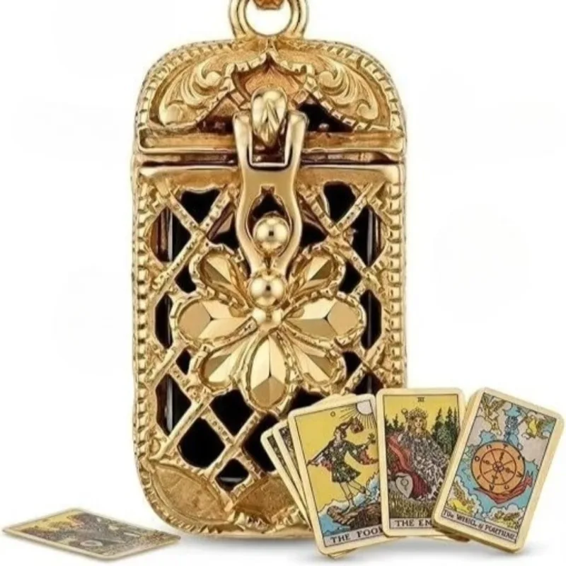 Tiny Tarot Card Necklace, Necklace with 22 Mini Colorful Cards in Cage Pendant, Steampunk Pendant Necklace for Men Women