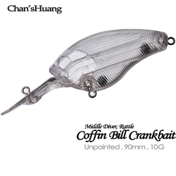 Chan'sHuang 미도색 공란 미끼 관 지폐 크랭크 미끼 딸랑이, 중간 다이버 크랭크, DIY 수제 인공 낚시 미끼, 20 개