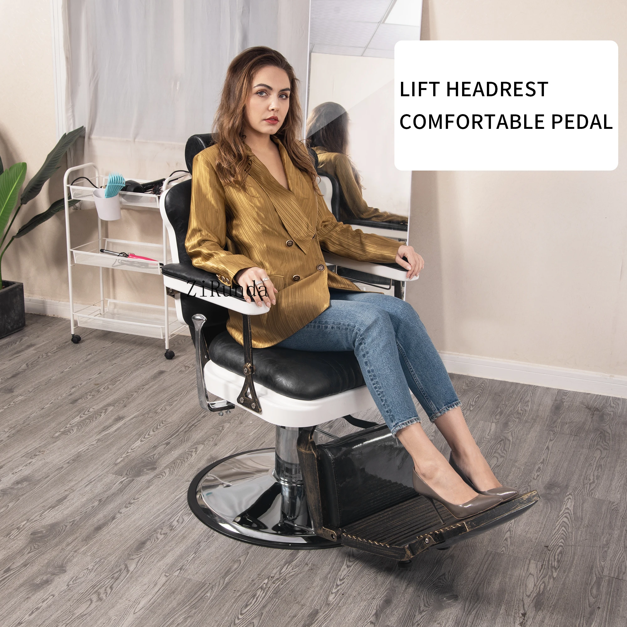 مقاعد جلدية مريحة بارتفاع قابل للتعديل لصالونات الشعر وكرسي الشعر في صالون الحلاقة #3