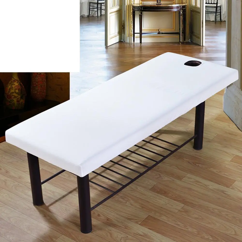 طاولة تدليك مزودة بورقة لصالون التجميل ، لون نقي ، ناعم ، غطاء سرير للتجميل ، شريط مطاطي ، علاج سبا ، عالمي