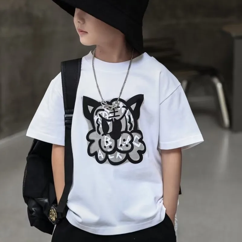 Fashion Temperament Trend Summer New Cartoon Anime T-shirt Literary Ins, Five-point Sleeves, Children's Wear Lazy Round Neck