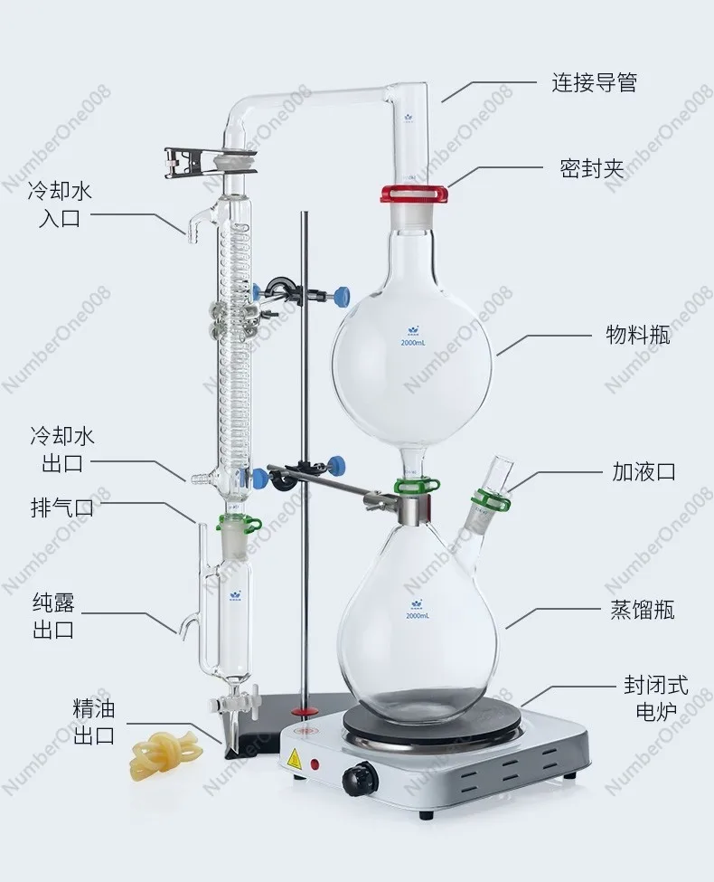 Essential Oil Extractor Separator Flower Steam Distillation Hydrosol Equipment Lab Home Use