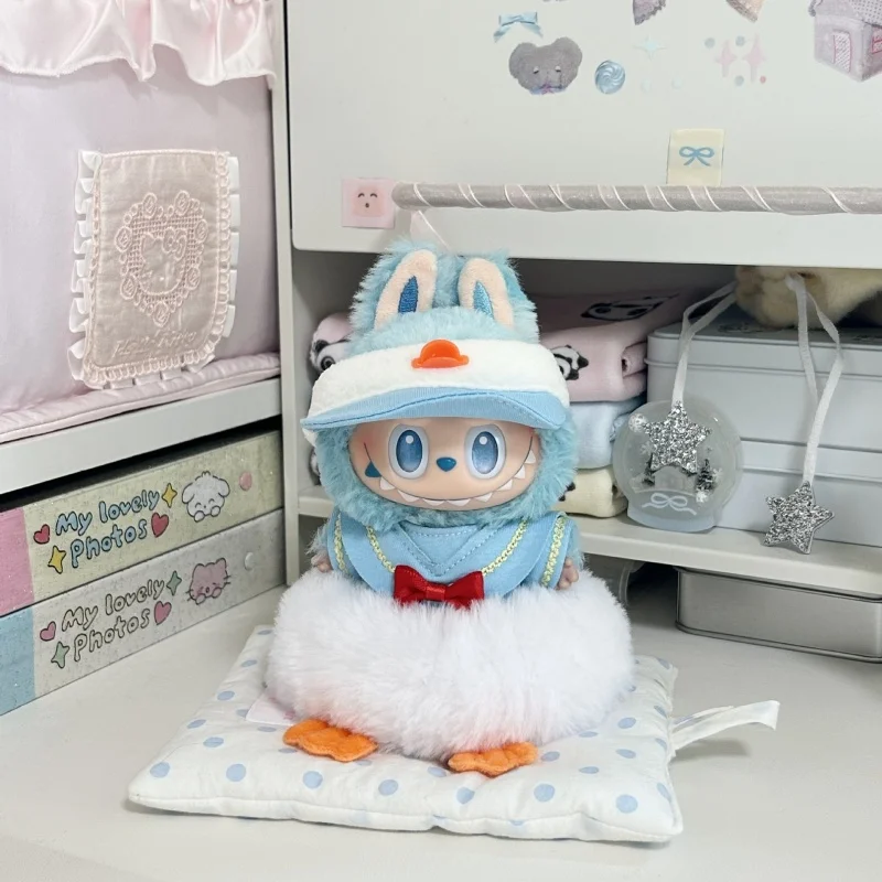 Tylko ubrania dla lalki Labubu, strój Donald Cool Duck, 17 cm, uroczy kapelusz, modny niebieski strój, przebranie dla pierwszej generacji.