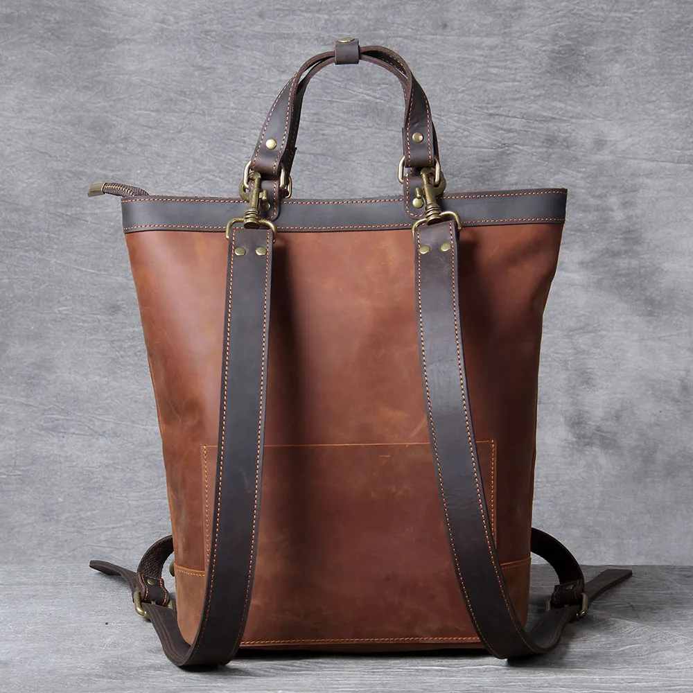 S.WORKER Vintage Echtleder-Rucksack Laptop-Tasche Lässige Crazy-Horse-Leder-Schultasche Outdoor-Reise-Weekender-Tasche – Detail 22