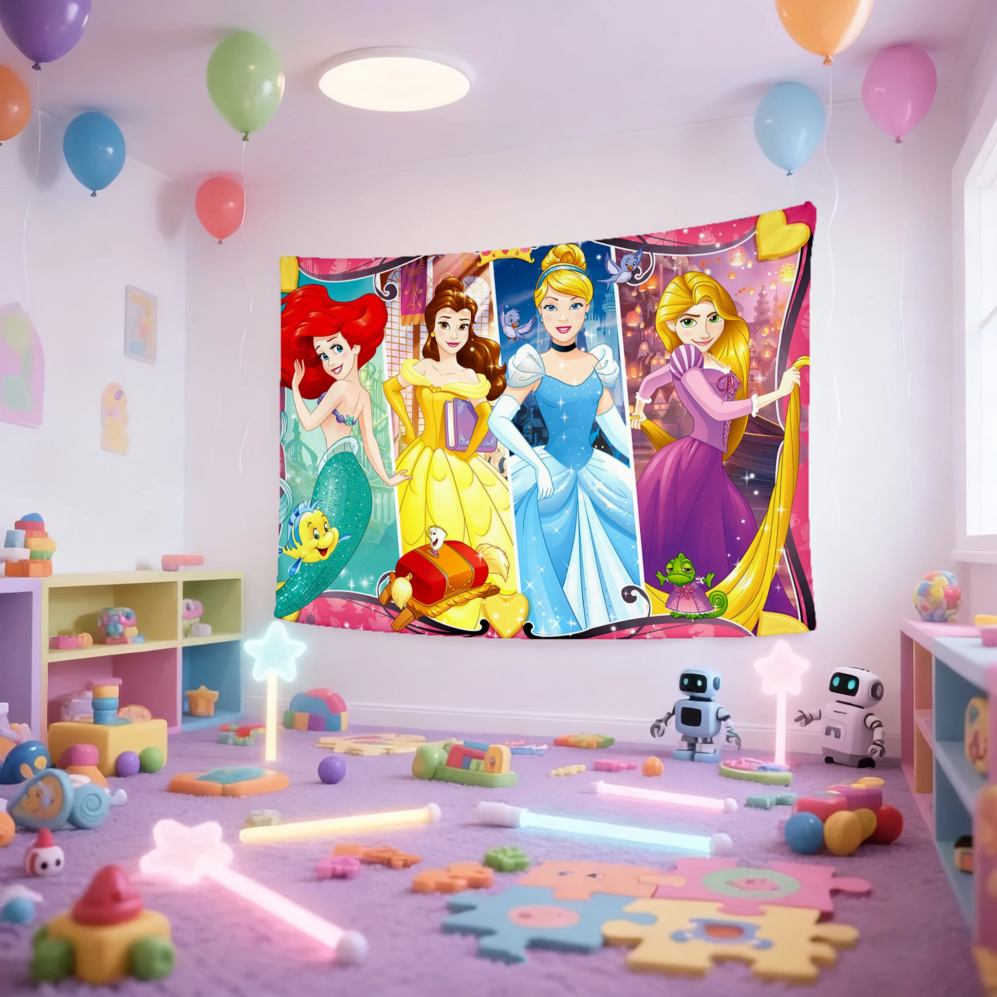 HD Disney Princess Backdrop Snow White Belle Princess Fairy Tale Banner Girl's Birthday Decorations Baby Baptism Party Supplies