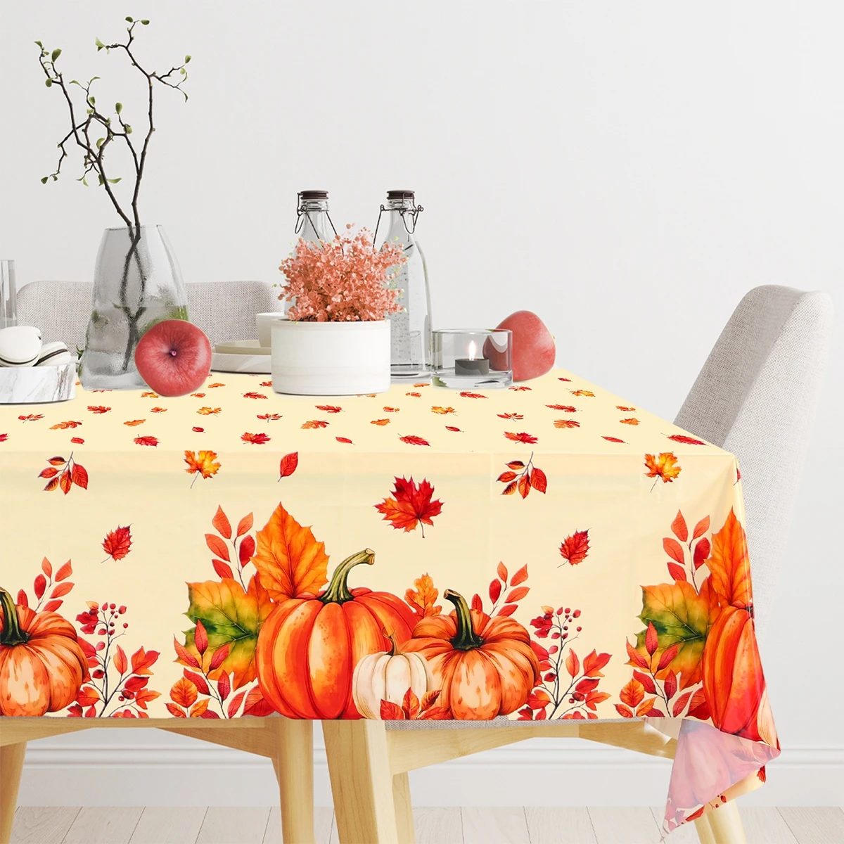 Thanksgiving Pumpkin Tablecloth Halloween Party 2024 Tablecloth Table Cover Rectangle Disposable Tablecloths Harvest Party Decor