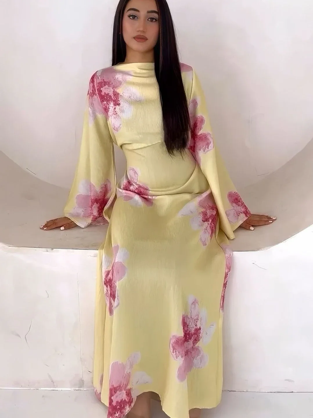 عباية عيد للنساء فستان مطبوع للحفلات جلابية إسلامية دبي فيستدوس لارجوس قفطان حفلة قفطان عربي رداء طويل 2026 فساتين رمضان #5