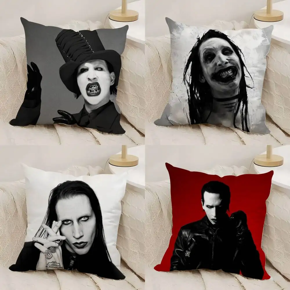 

Pillow Case M-Marilyn M-Manson Home Dorm Chair Back Short Plush Double-sided Printing Office Nap Time Cushion Cover