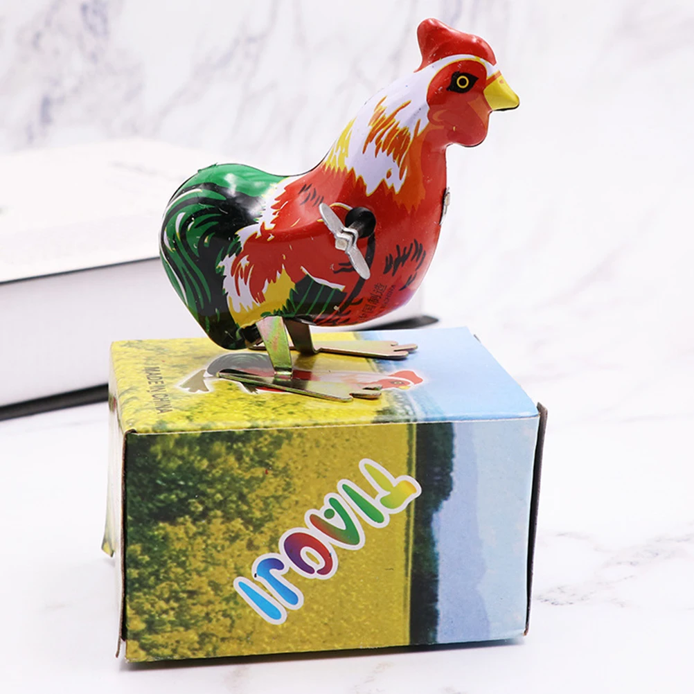 

3PCS Jumping Chicken Vintage Handmade Iron Rooster Jumping Tin Metal Toy Collection Jump Chicken (Random Color)