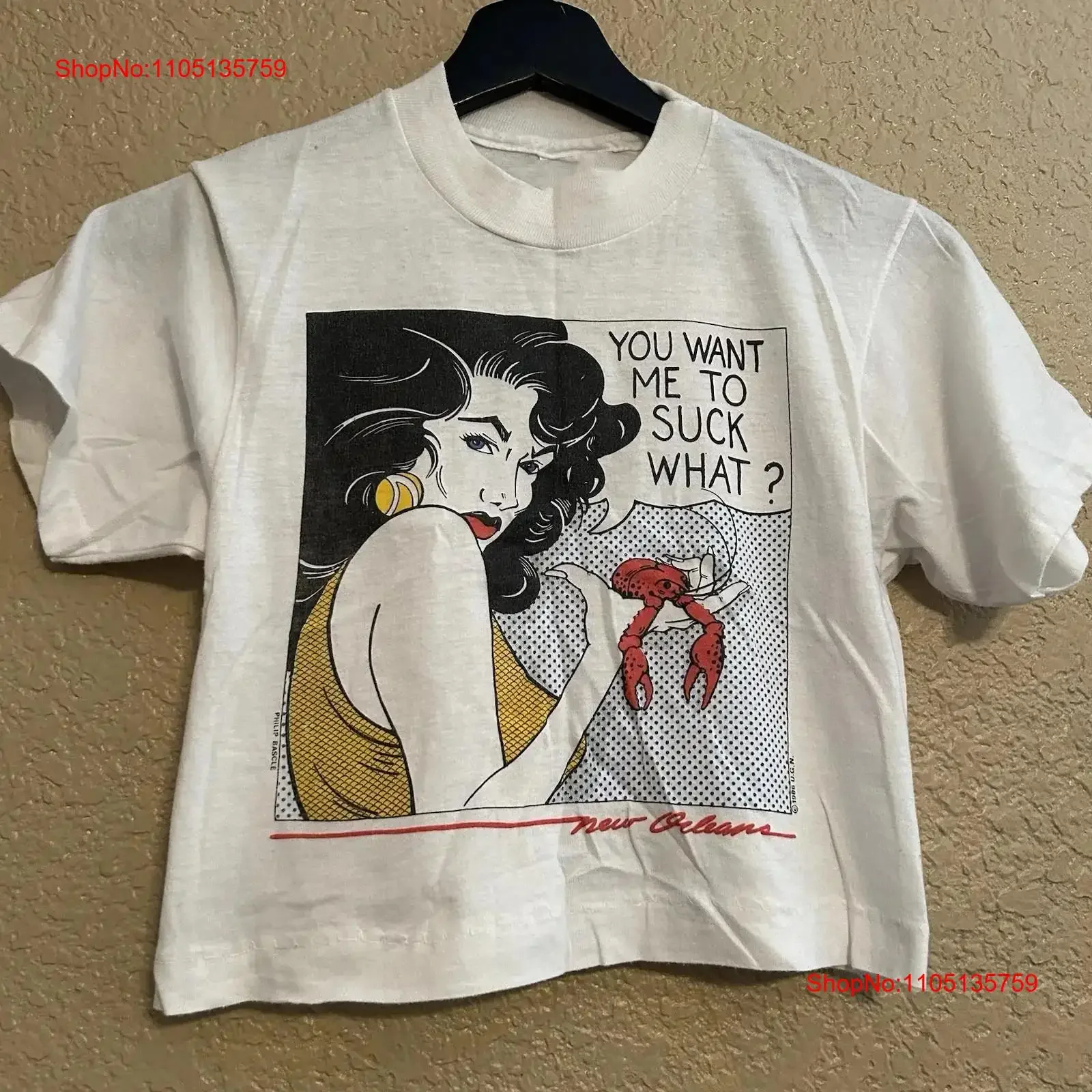 Vintage 1986 New Orleans You Want Me To Suck Adult Funny Art Cropped T Shirt vintage Washed Slightly Casual designer clothes