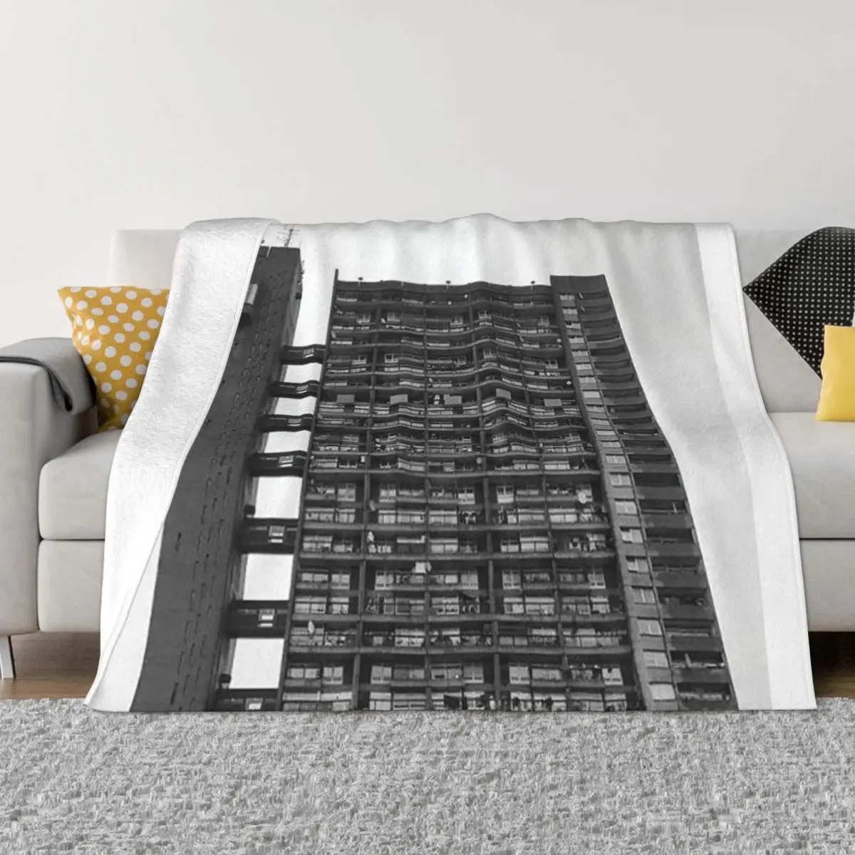 

Trellick Tower, London, Ern Goldfinger - Architectural Photograph Print Throw Blanket fluffy blankets and throws Blankets