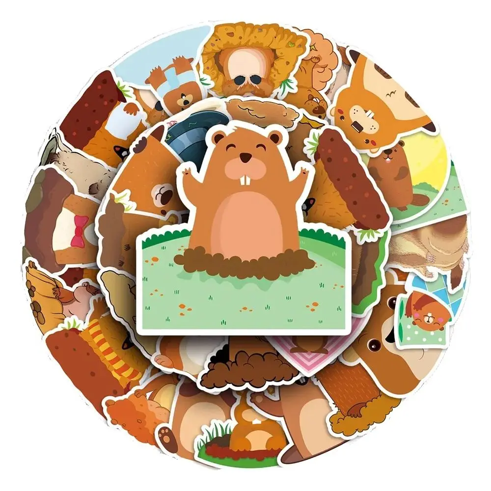 50PCS Waterproof Cartoon Groundhog Stickers Toy Decoration Children's Gift iPad Guitar PVC Stickers