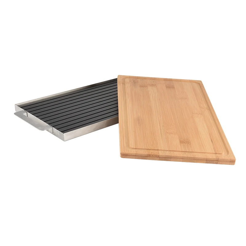 Wholesale Food Meat Thawing Board with a Tray & Bamboo Cutting Board Kitchen Food Efficient Multi-functional Defrosting Set