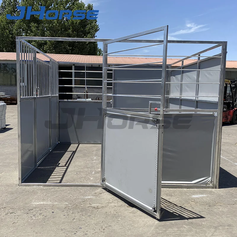 

Horse Box Stable Stalls Stainless Steel Roof Barns Fence With Roof Supply Customized Outdoor Portable Stalls Panel for Farm