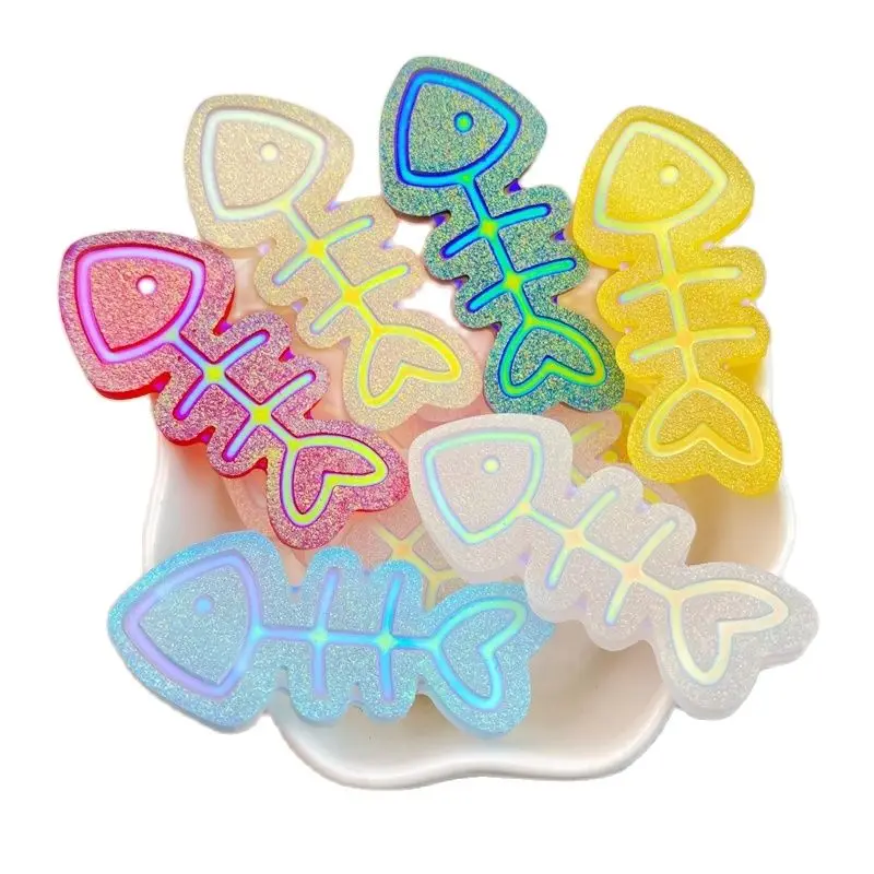 8pcs neue niedliche bunte und helle Fischgräten Serie flache Rückseite Ornament Schmuck Bögen Zubehör