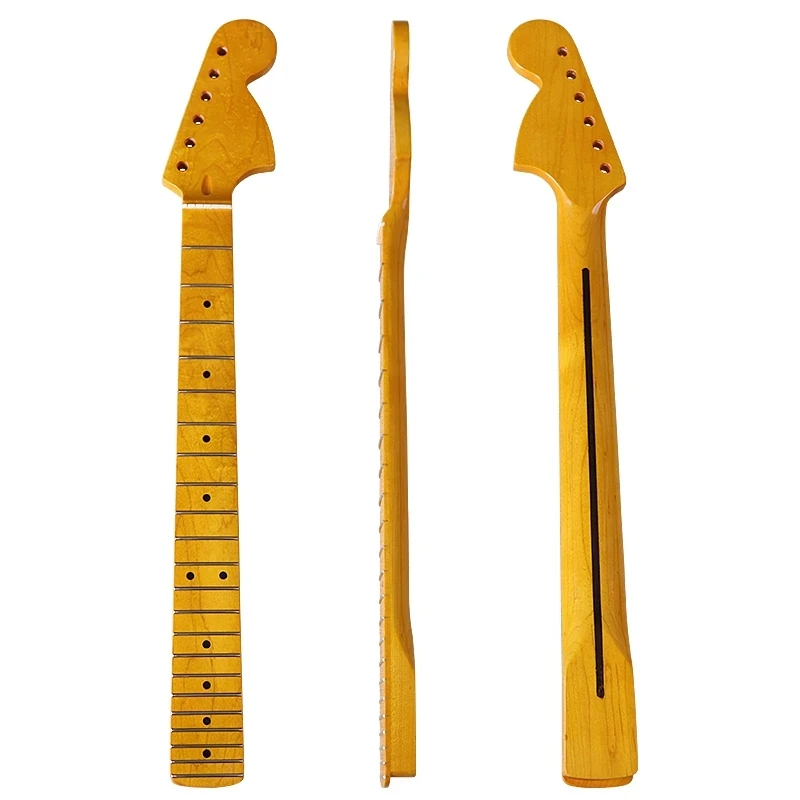 1PCS  Electric guitar neck 6 strings 22 frets big head neck with maple bright yellow back centerline handle