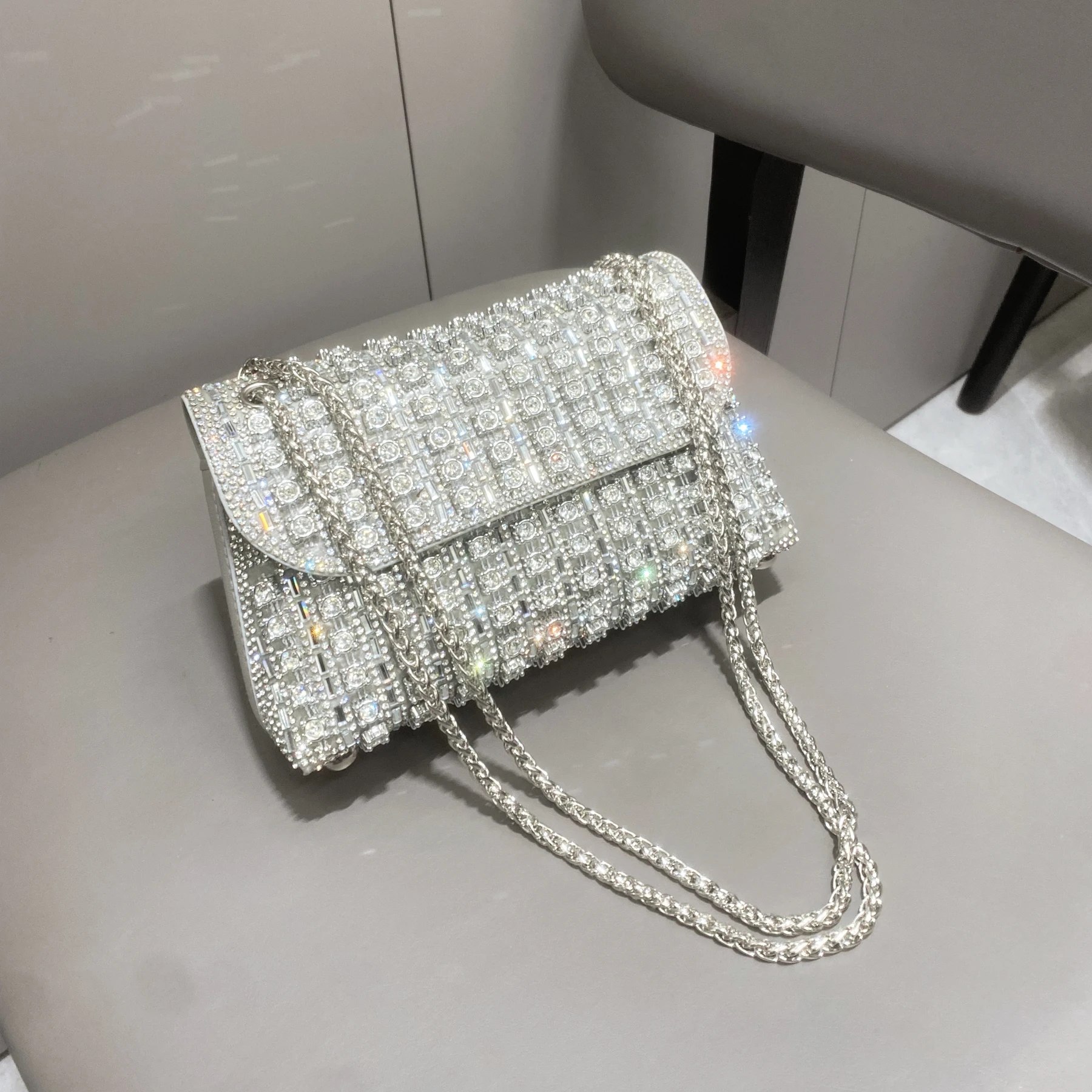 Rhinestones Evening Clutch Bag Purses And Handbag Luxury Designer Shoulder Bag Shiny Crystal Clutch Purse Woman\'s Bag