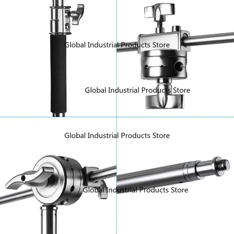 Stainless Steel C-Stand Adjustable Reflector with 3.2m Height And 1.28m Holding Arm Grip Head for Photography Lighting