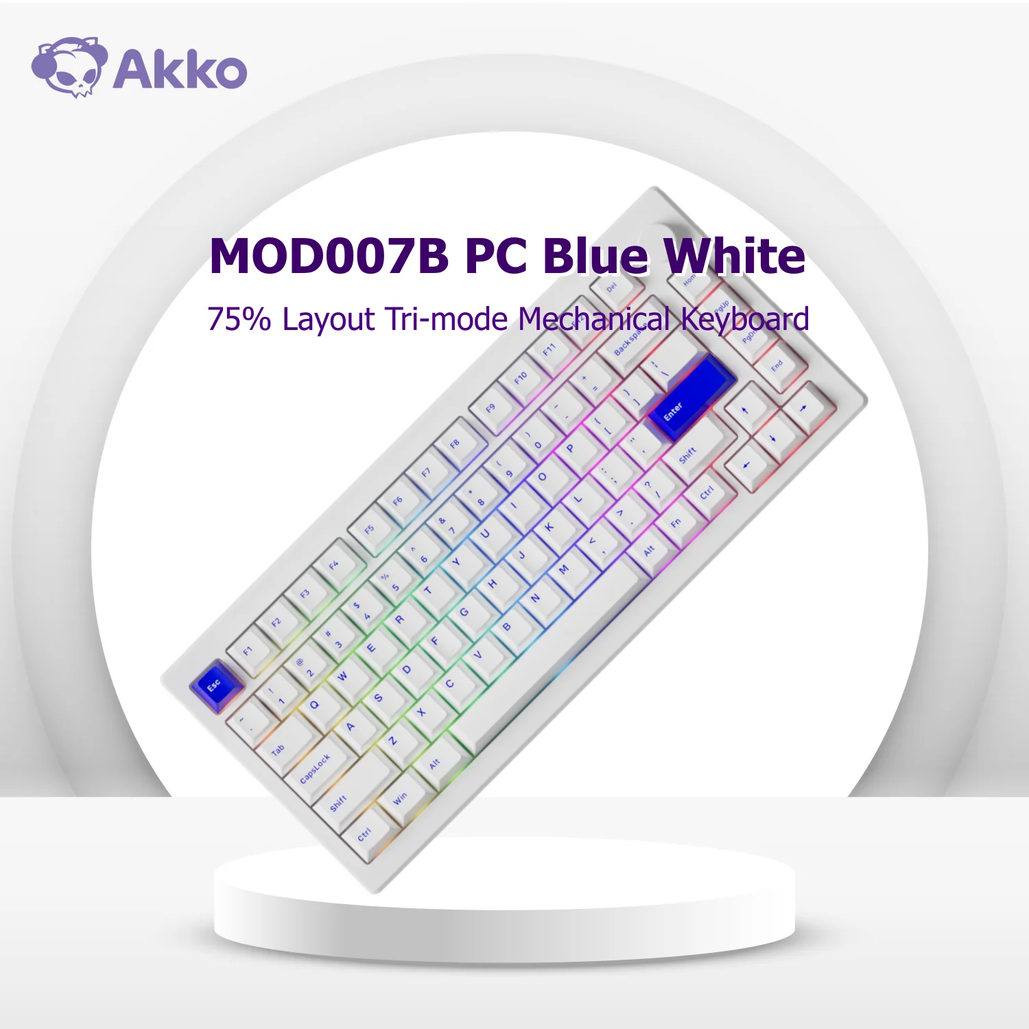 

Akko MOD007B PC Wireless Mechanical Keyboard 75% RGB Hot-swappable Wired/2.4GHz/BT5.0 Cherry Profile RGB Gaming Keyboard Gasket
