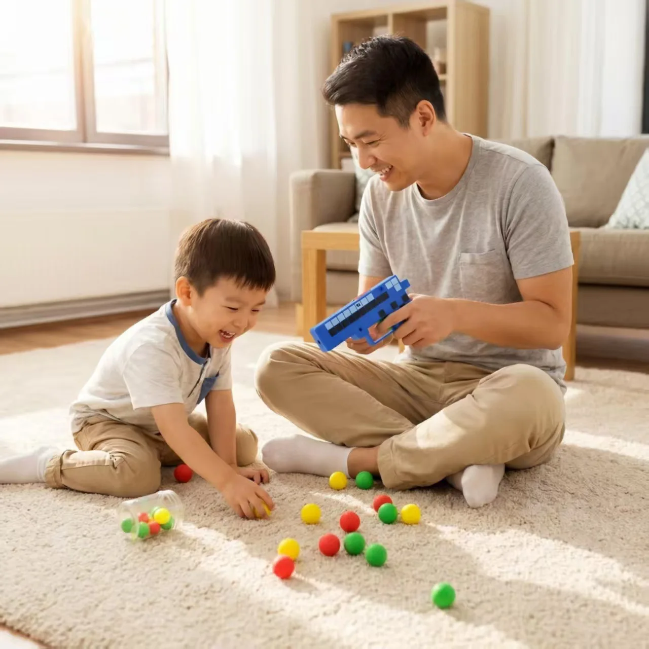 E 2026 New Bullet Ball Shooting Gun Safe Repeating Launch Toy Gun Stress Relief Toy Parent-child Interaction Game Christmas Gift