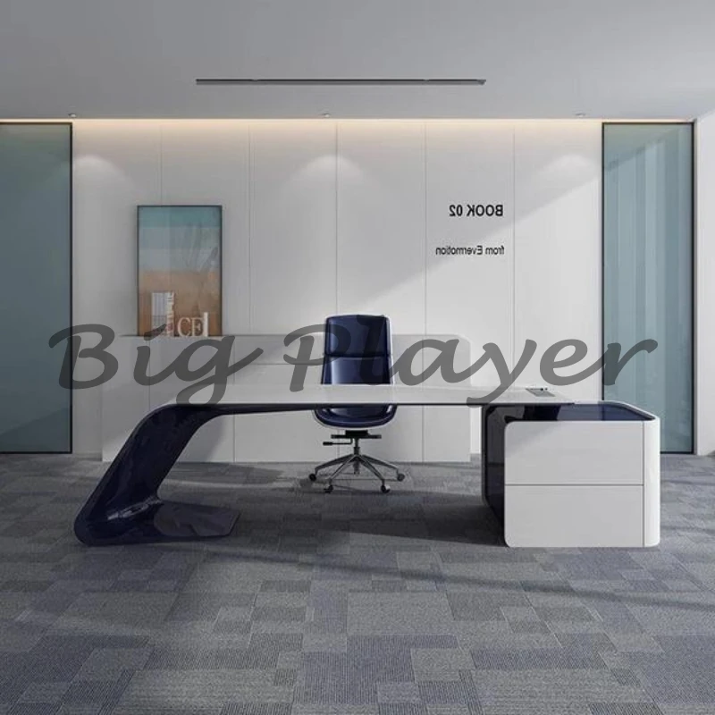 Unique Designer Office Desk Computer Gaming Work Conference Office Desk Boss Unusual Reading Vintage Wooden Bureau Furniture