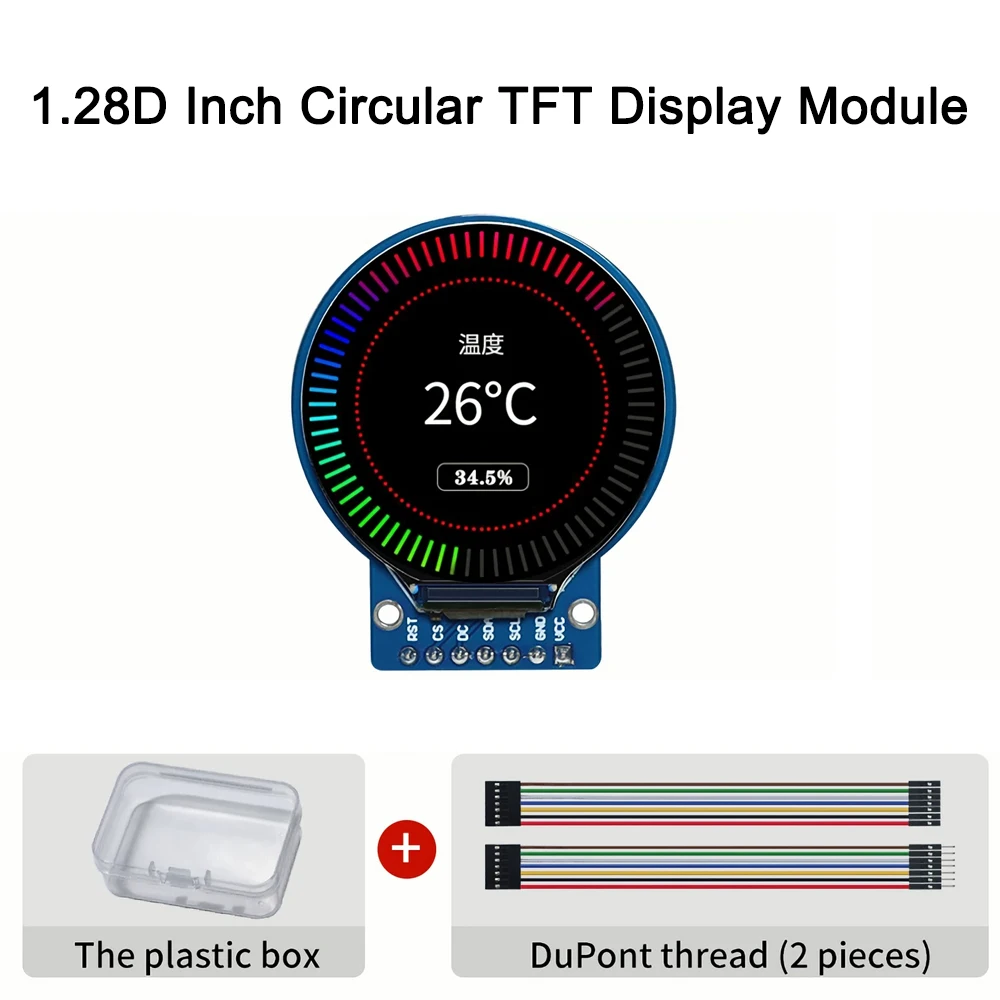 

1.28 inch Circular TFT Display Module High-definition IPS Color Screen SPI Serial Port GC9A01 Driver RGB Backlight 240x240 Dots