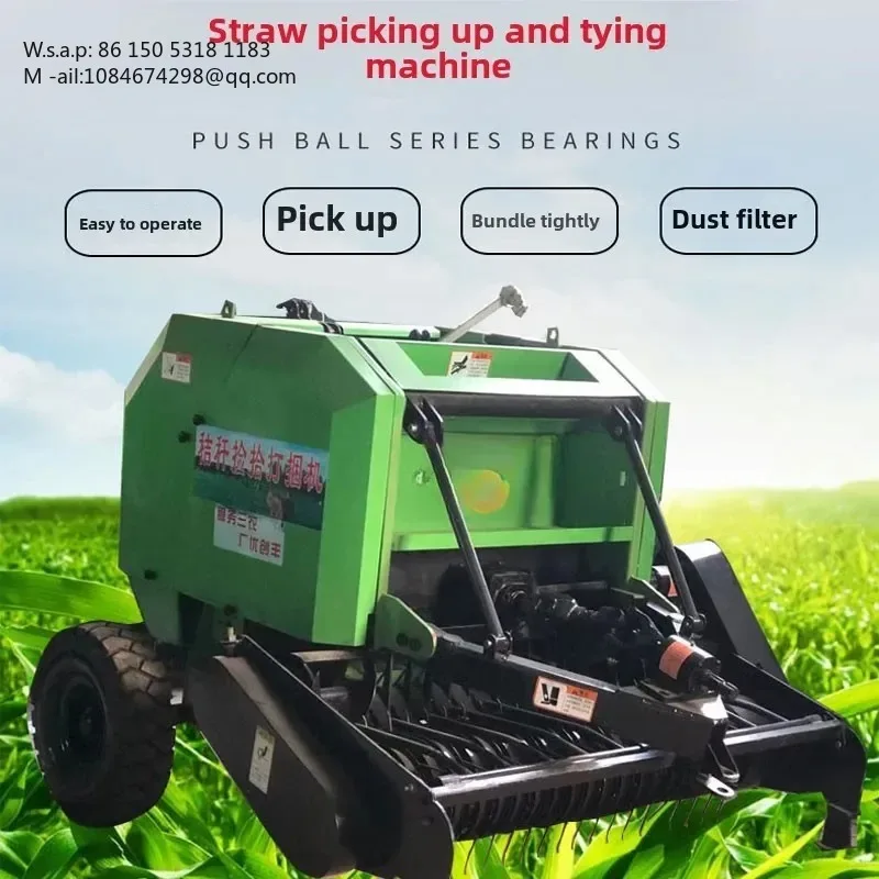Agricultural corn straw crushing, picking and packing machine