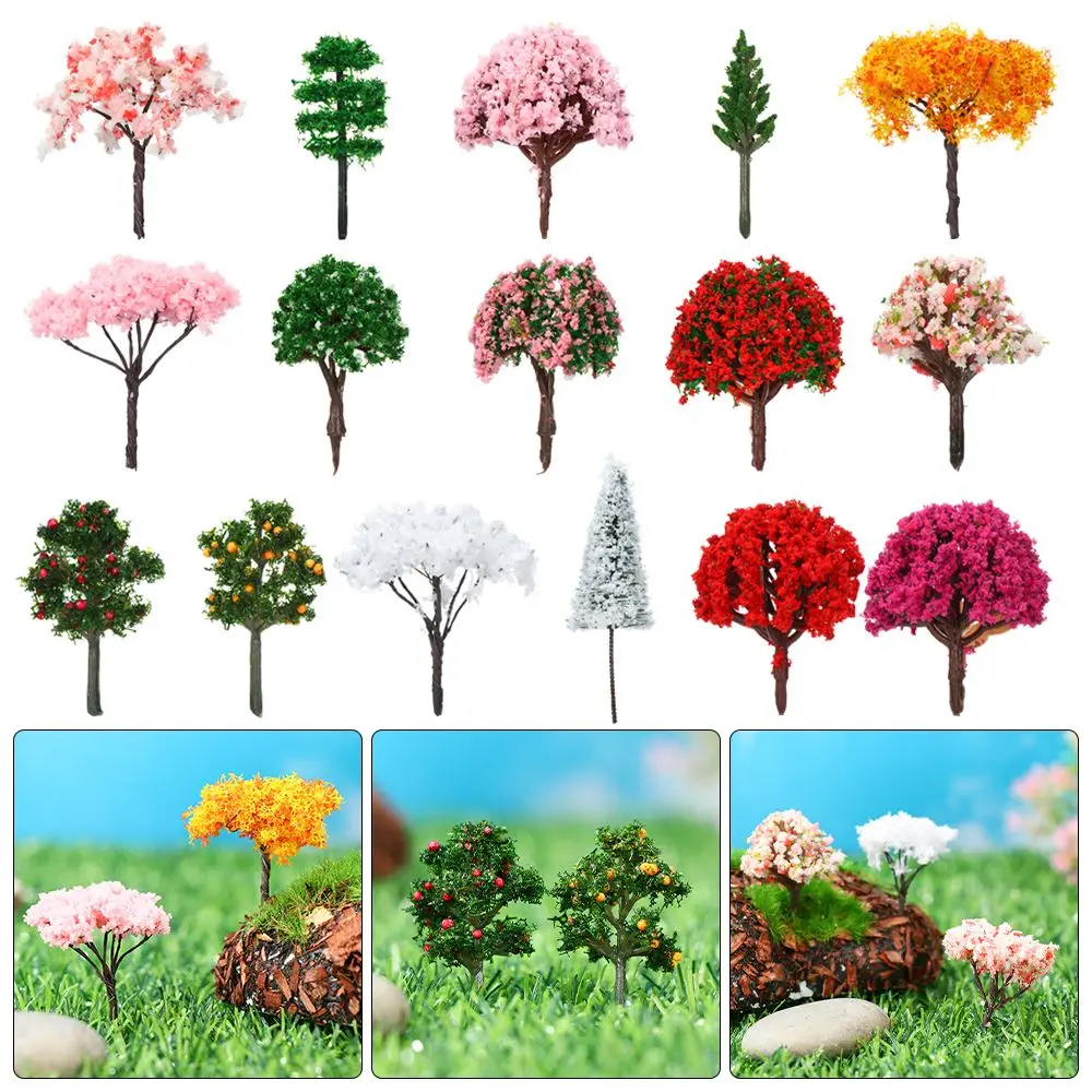 Miniature Flower Tree, Artificial Scenery Trees, Modelo plástico, Decoração ferroviária, Paisagem do edifício, Acessórios de construção, 5 peças, 4cm