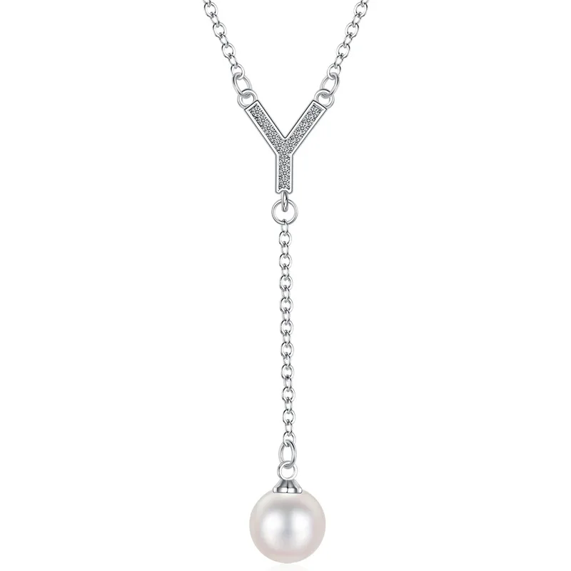 ファッショナブルなY字型パールネックレス、軽い高級感とニッチなデザインの女性用鎖骨チェーン