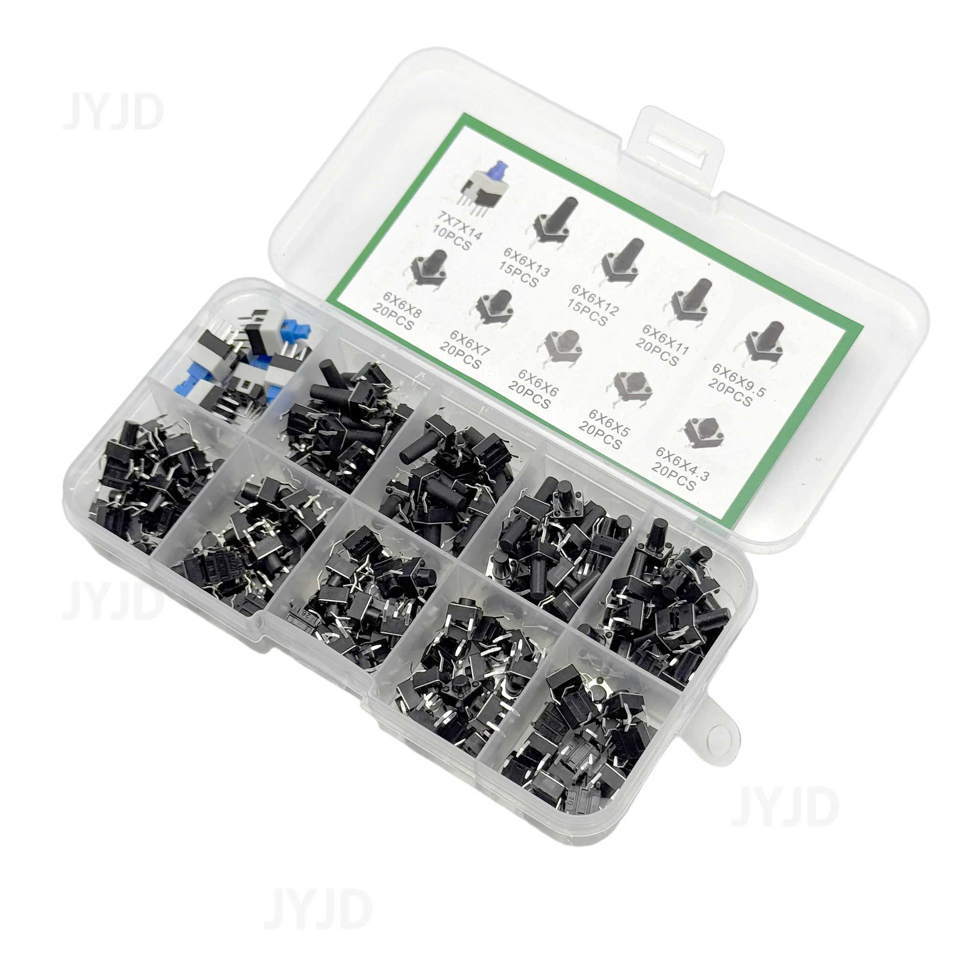 10 Types of 180pcs Button Switch Direct Insertion Light Touch Switch Button Switch Classification Box Kit