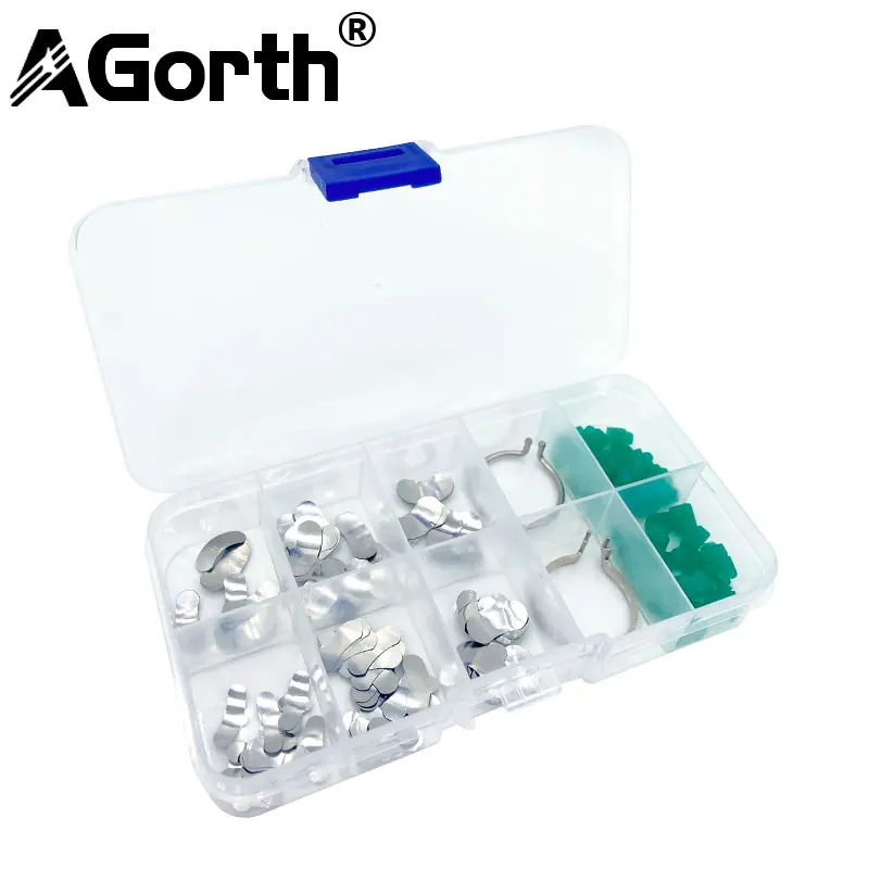 100Pcs/Box Dental Sectional Contoured Metal Matrices Matrix Ring With 40Pcs Silicone Delta Wedges Dentist Tools