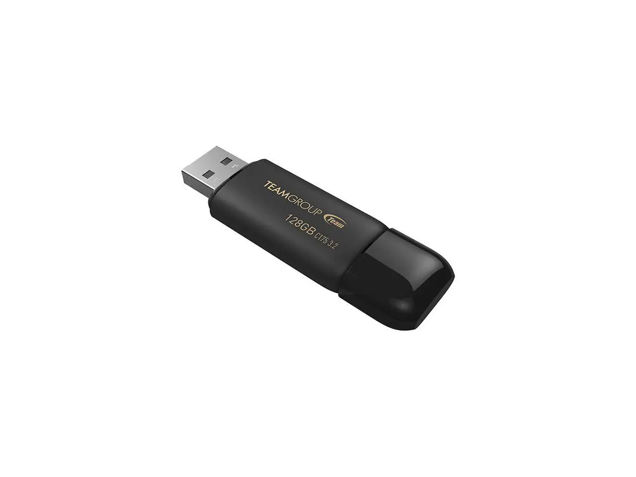 TEAMGROUP C175 128GB USB 3.2 Gen 1 Flash Drive Rounded Streamlined Unibody Design Black Pearl Seamless Construction Matte and Glossy Finish, Speed Up to 100MB/s (TC1753128GB01)