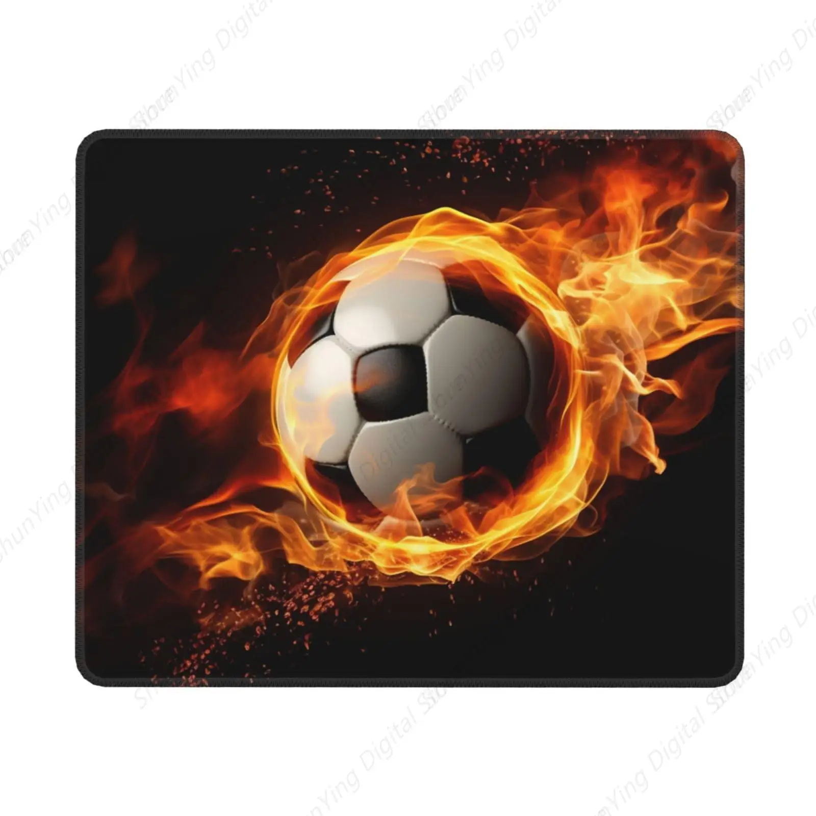 Mouse Pad Football Flame Mouse Pad Anti Slip Rubber Durable Lock Edge Computer Keyboard Pad Desktop Decoration Gift 18*22cm