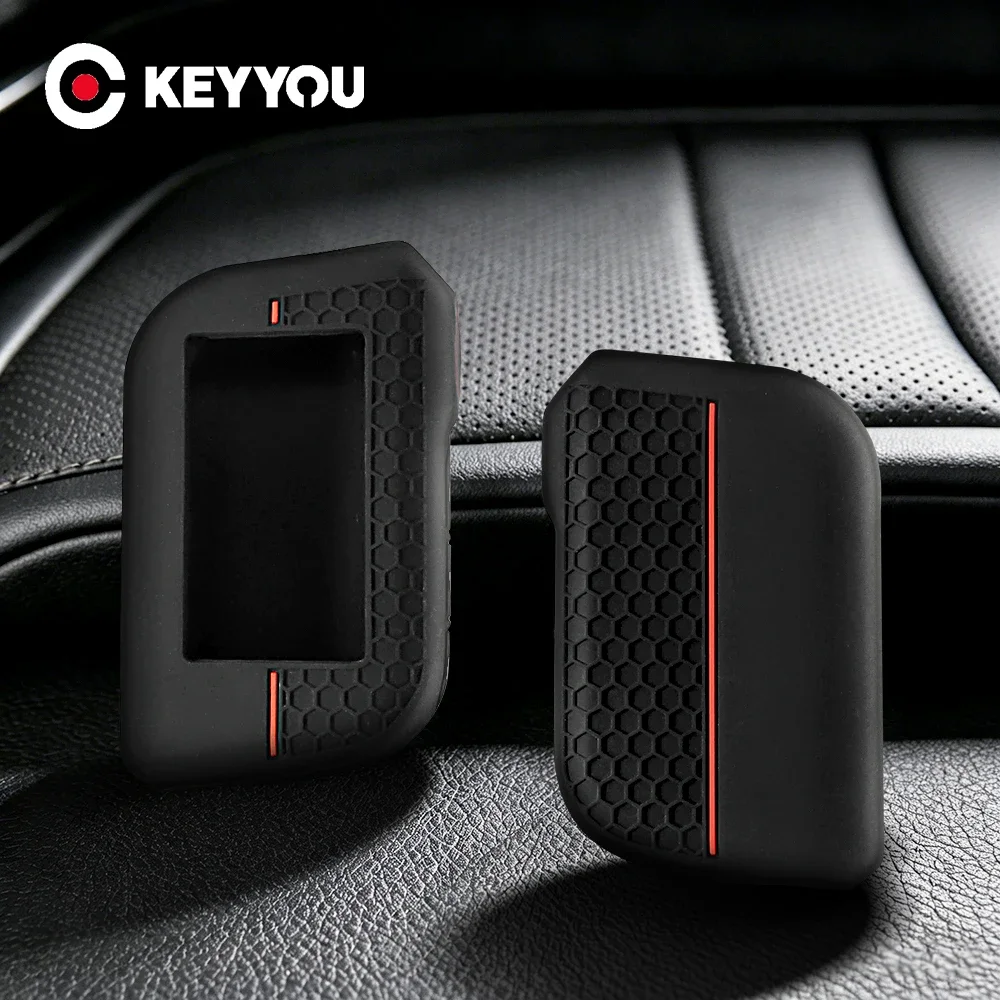 KEYYOU Silikon-Schlüsselhülle für Starline A93 A63 A39 A36 A66 A96 Russischer Zwei-Wege-Autoalarmsender Schlüsselanhänger LCD – Detail 3