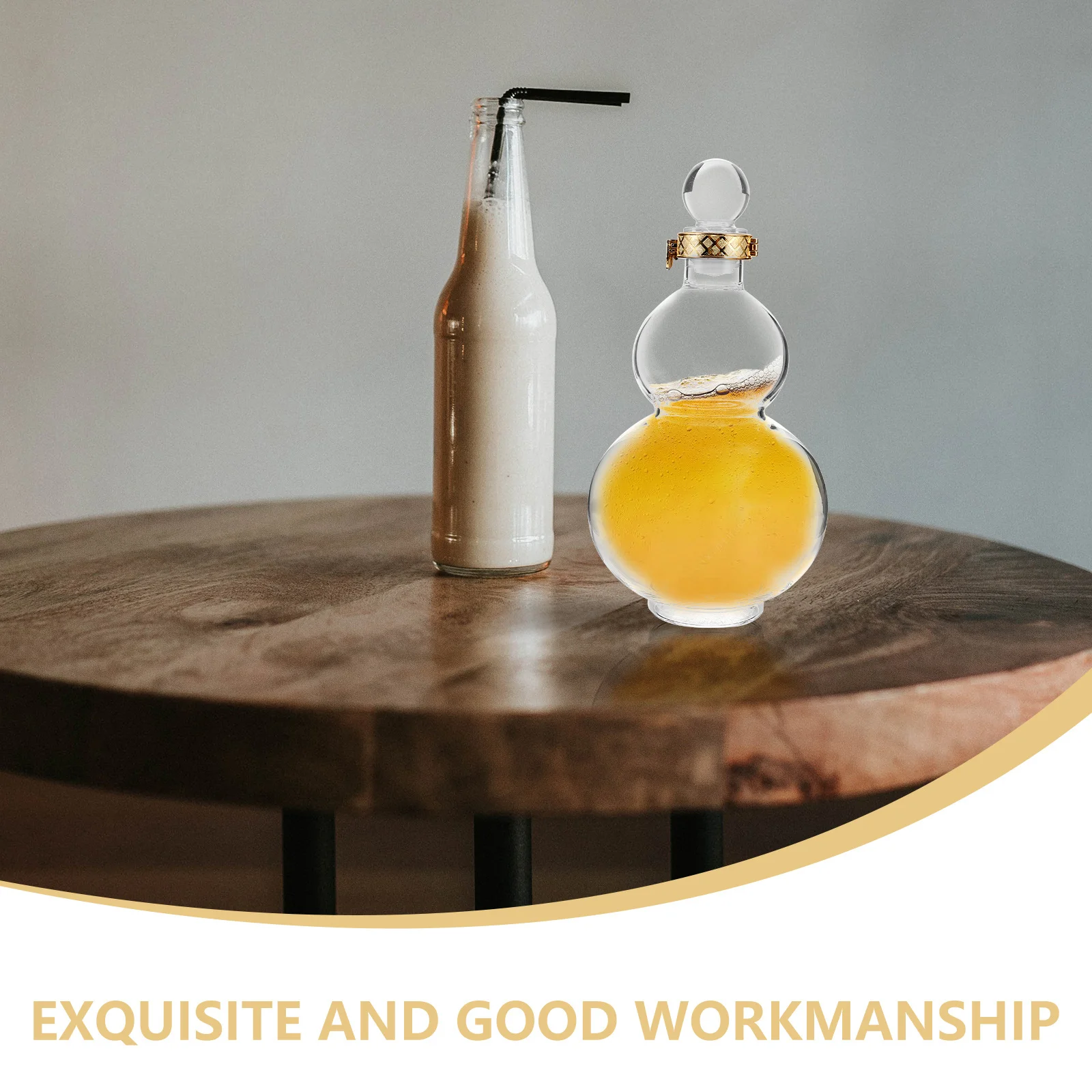 

Glass Gourd Wine Bottle Lightweight Sealed Lid Wine Jar for Home Party Bar Restaurant Drinking Container Empty Storage Bottle