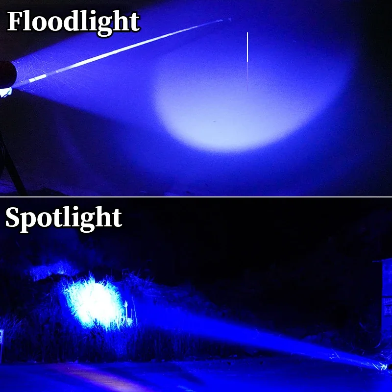 Night FishingLight Super Bright 4 Light Source Fishing Searchlight Bait Charging Purple Blue Light Zoomable Handheld Flashlight