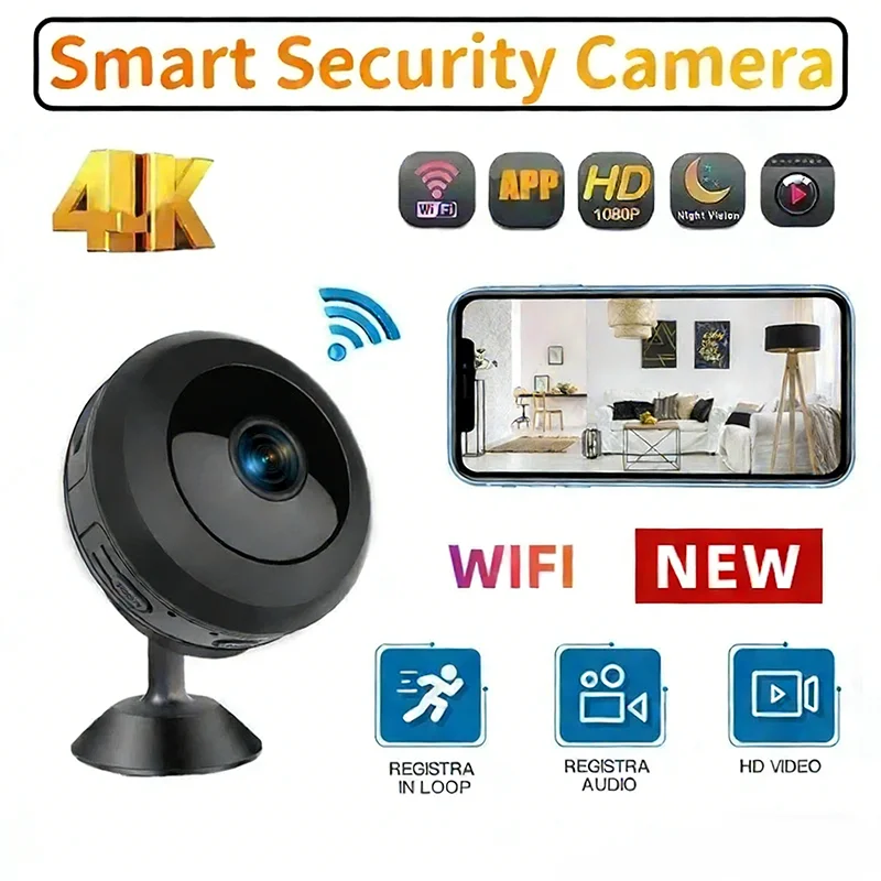 New Mini Camera 4K Wireless Security Monitoring Wifi Smart Recorder Voice Camera Remote Control Night Vision Camera Smart Home