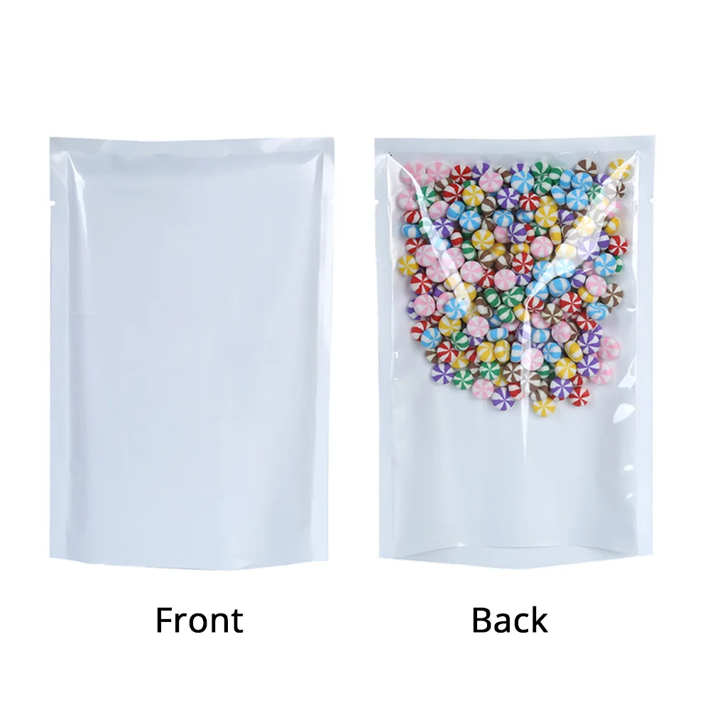 Custom Logo Printed Glossy White Mylar Package Bags Eco-Friendly Various Sizes Sachet Heat Sealing Flat Pouches