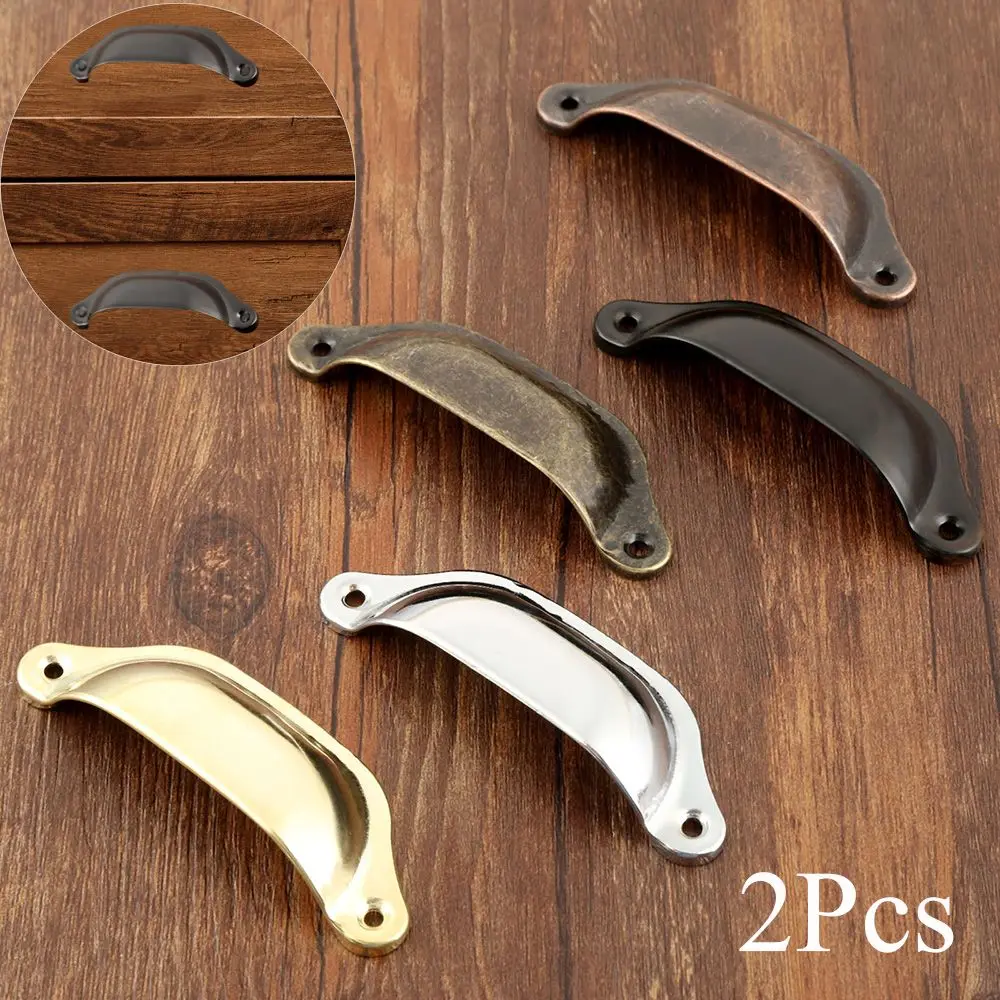 2PCS 98MM Retro Kitchen Drawer Knobs Cabinet Wardrobe Door Antique Brass Shell Pull Handles Furniture Hardware Fittings