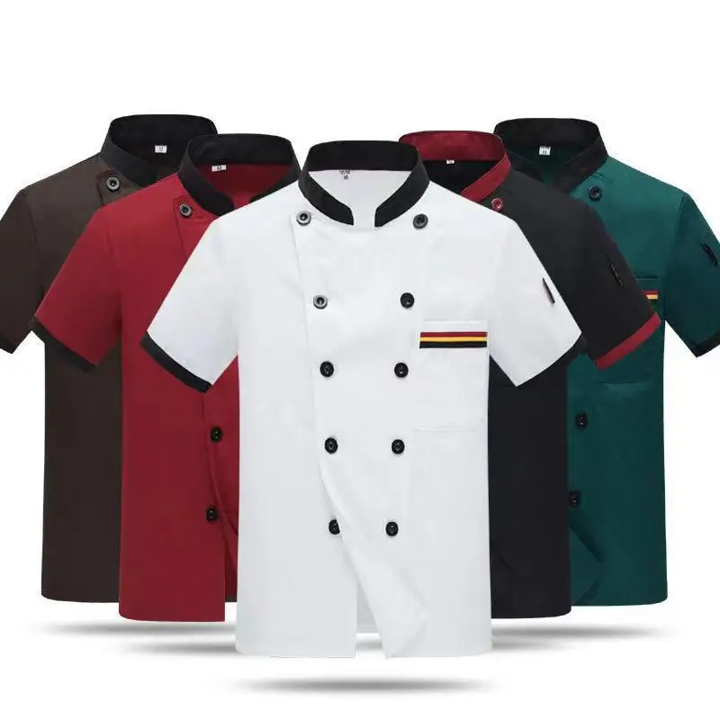 Men's Short Sleeve Wear-resistant Chef Uniform Summer Lightweight Hotel Catering Kitchen Outfit