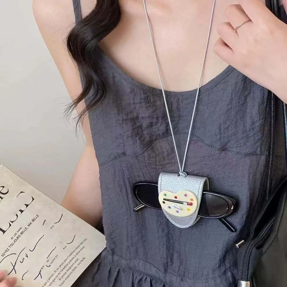 

Anti-lost Hanging Neck Glasses Clip Dopamine Palette Leather Sunglasses Storage Necklace Anti-splash Water Anti-scratch