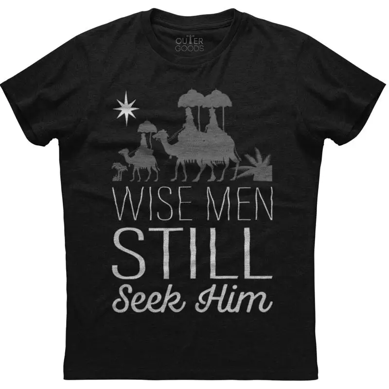 Мужская хлопковая черная футболка Wise Men Still Seek Him Christian