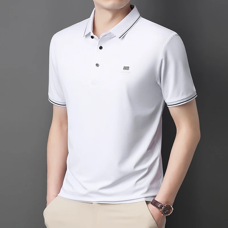Casual Simple Versatile Skin-friendly and Soft Business POLO Shirt for Middle-aged and Elderly People Comfort and Loose