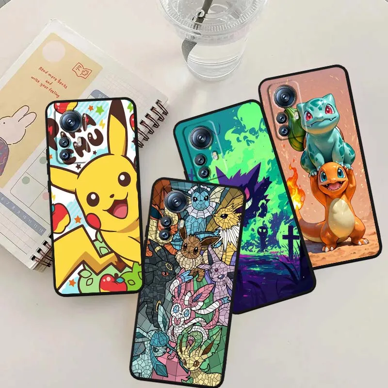 

P-Pokemon Popular Cartoon For Xiaomi Mi 15 14 13 13T 12 12T 12S 11 11i 11T Pro Ultra Lite 5G Black Soft Cover Phone Case